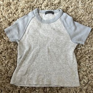 Brandy Melville light blue and gray cropped shirt